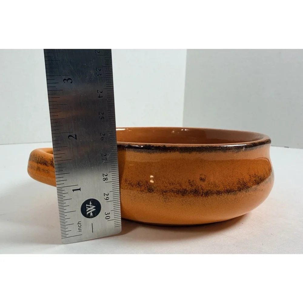 De Silva Set Of Two Italian Terracotta Glaze Bowls with Handles 5 Inches